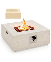 Slickblue 28 Inch 40000 Btu Square Propane Gas Fire Pit with Pvc Cover-White