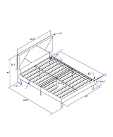 Streamdale Furniture Queen Size Upholstered Platform Bed Frame With Headboard, Strong Wood Slat Support, Mattress