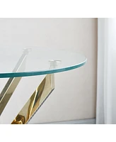 Simplie Fun Modern Round Tempered Glass Coffee Table With Chrome Legs