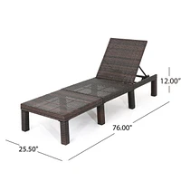 Simplie Fun Adjustable Wicker Chaise Lounge with Iron Frame for Outdoor Comfort