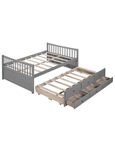 Simplie Fun Full Size Daybed With Twin Size Trundle And Drawers, Full Size