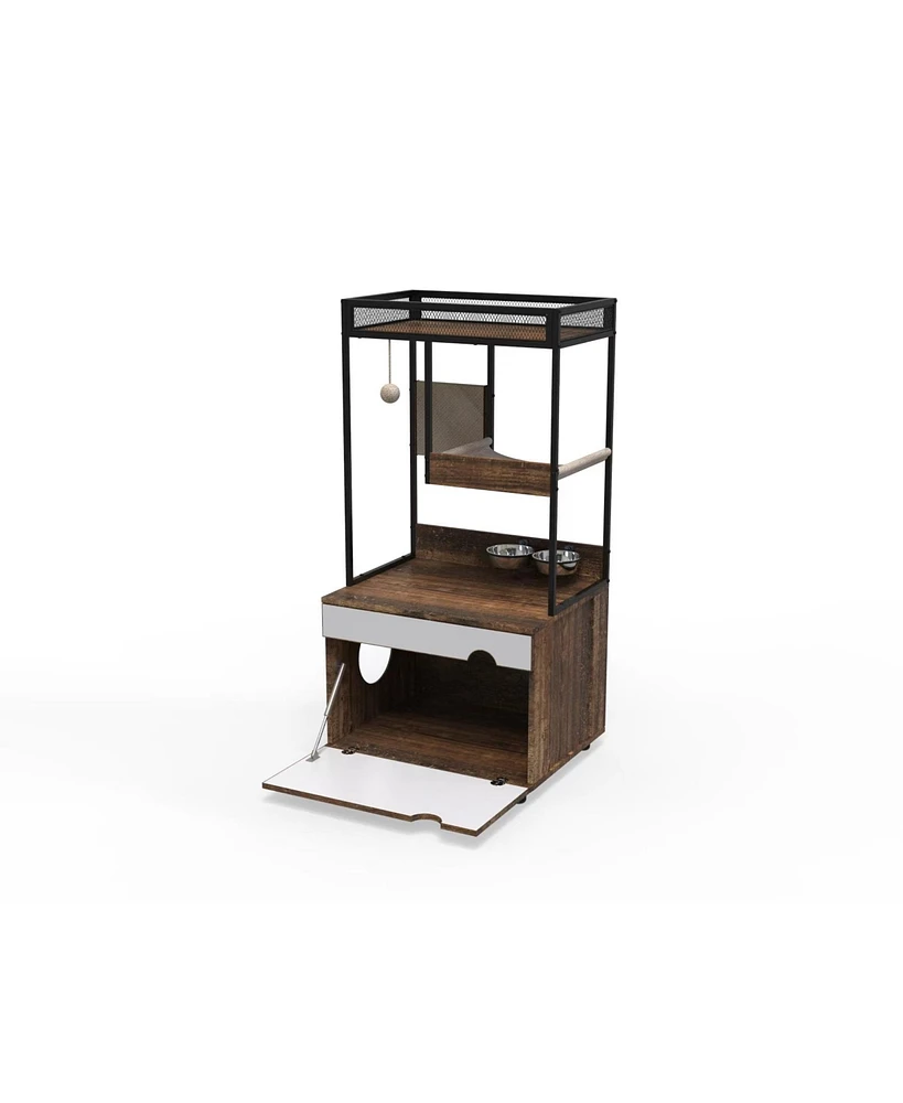 Streamdale Furniture Rustic Cat Furniture with Litter Box Enclosures