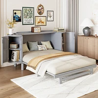 Queen Murphy Bed with Hidden Storage & Modern Woven Design