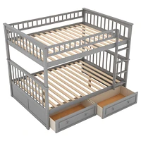 Full Over Full Bunk Bed With Drawers, Convertible Beds