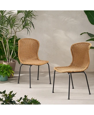 Simplie Fun Sleek Outdoor Wicker Dining Chair Set for a Touch of Style and Comfort