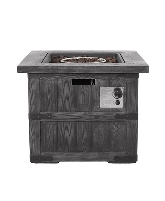 Simplie Fun 40,000 Btu Mgo Fire Pit Table with Rustic Grey Wood Finish