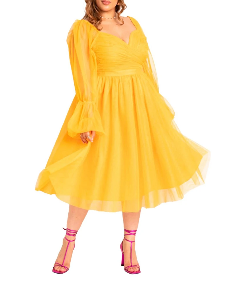 Eloquii Plus Size Tiered Puff Sleeve Dress