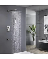 Streamdale Furniture Wall Mounted Square Rainfall Pressure Balanced Complete Shower System With Rough-In Valve