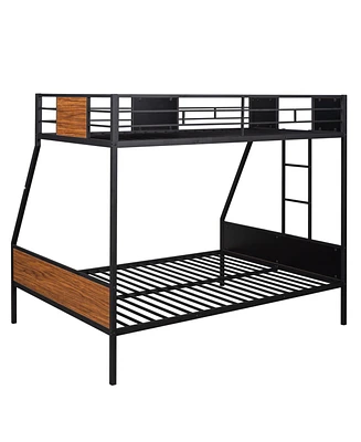 Streamdale Furniture Twin-Over-Full Bunk Bed Modern Style Steel Frame Bunk Bed With Safety Rail, Built-In Ladder