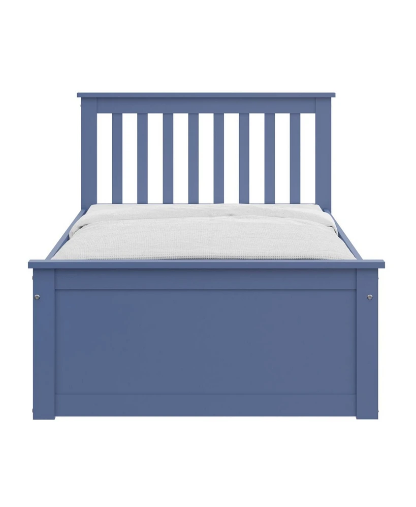 Simplie Fun Solid Wood Blue Twin Bed with Pull-Out Trundle