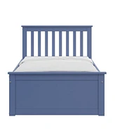 Simplie Fun Solid Wood Blue Twin Bed with Pull-Out Trundle