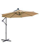 10 Ft Solar Led Patio Outdoor Umbrella Hanging Cantilever Umbrella Offset Umbrella