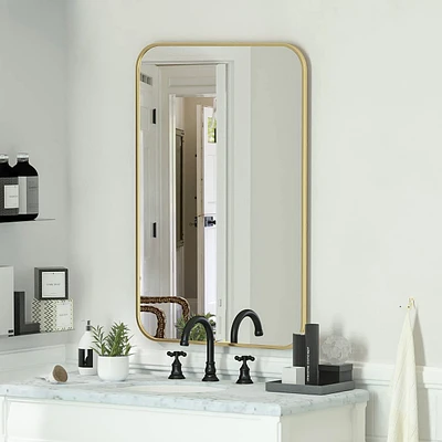 Homlux Rectangular Wall Mounted Mirror 26"x38" in Gold