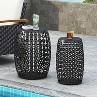 Simplie Fun Modern No Assembly Gold Iron Cut Accent Table Set