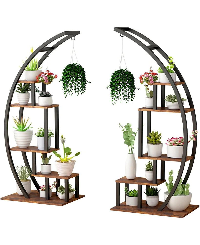 gaomon Metal Plant Stand Indoor 5 Tier Half Moon Shape Ladder Display Rack