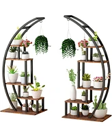 gaomon Metal Plant Stand Indoor 5 Tier Half Moon Shape Ladder Display Rack