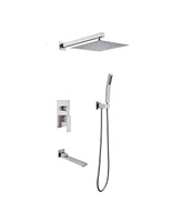 Streamdale Furniture Shower System 10 Inch Square Bathroom Luxury Rain Mixer Shower Combo Set