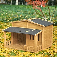 Streamdale Furniture Sturdy Outdoor Pet Crate Weatherproof, Ventilated, Easy-to-Clean with Raised Flooring and Charming Porch