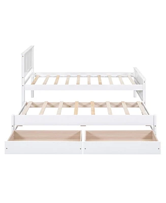 Simplie Fun Twin Size Platform Bed With Trundle And Drawers