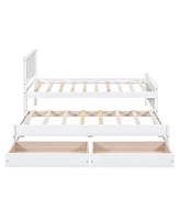 Simplie Fun Twin Size Platform Bed With Trundle And Drawers