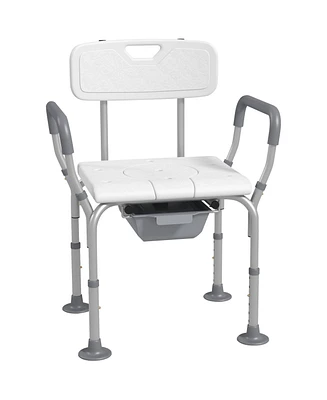 Homcom 3-in-1 Shower Chair with Handles and Footpads for Elderly,