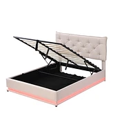 Simplie Fun Upholstered Storage Bed with Led Light