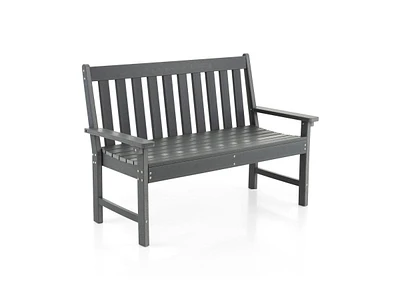 Slickblue 52 Inch All-Weather Hdpe Outdoor Bench with Backrest and Armrests