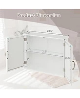 Slickblue 2-Tier Bathroom Wall-Mounted Mirror Storage Cabinet with Handles-White