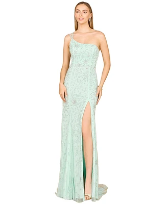 Lara Women's One Shoulder Beaded Gown with Slit