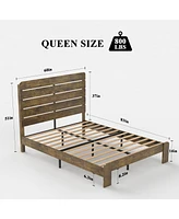 Streamdale Furniture Queen Size Wood Platform Bed Frame with Storage in Dark Brown