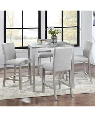 Simplie Fun Elegant Wooden 5-Piece Counter Height Dining Set with Upholstered Chairs