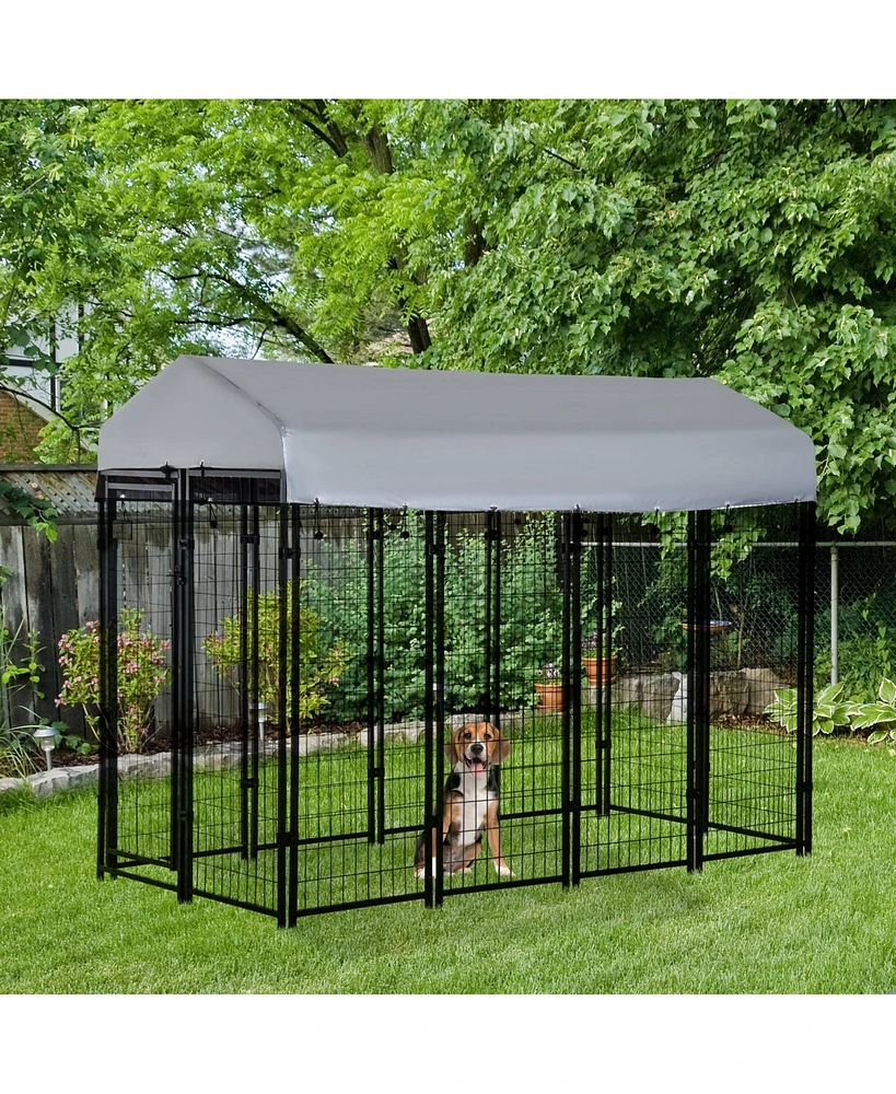 Simplie Fun Spacious Outdoor Dog Kennel with Protective Roof and Lockable Door