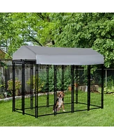 Simplie Fun Spacious Outdoor Dog Kennel with Protective Roof and Lockable Door