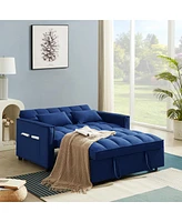 Simplie Fun Modern Velvet Convertible Loveseat Sleeper Sofa Couch With Adjustable Backrest, 2 Seater Sofa