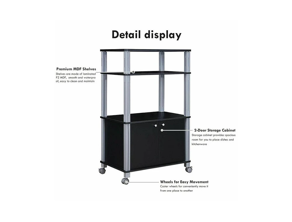 Slickblue Multifunctional Rolling Kitchen Baker s Rack with 2-Tier Shelf and Cabinet