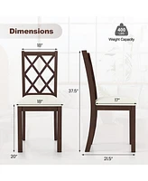 Slickblue Dining Chair Set of 2 Wood Kitchen Chairs with Upholstered Seat Cushion and Rubber Wood Legs-Brown