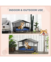 Streamdale Furniture Outdoor Pe Rattan Dog Bed with Canopy Cozy, Durable, Elevated Retreat