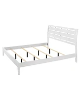 Simplie Fun King Size White Panel Bed with Geometric Design