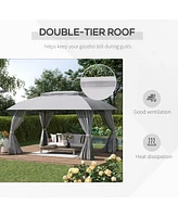 Spacious and Serene 13'x9.7' Double-Vented Gazebo with Privacy Curtains