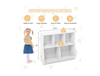 Slickblue 5-Cube Wooden Kids Toy Storage Organizer with Anti-Tipping Kits