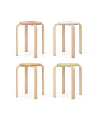 Slickblue Set of 4 Bentwood Stackable Stools Dining Stools with Round Tops