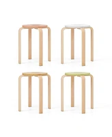 Slickblue Set of 4 Bentwood Stackable Stools Dining Stools with Round Tops