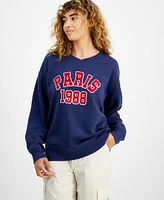 Ultra Flirt Juniors' Oversized V-Neck Graphic Sweatshirt