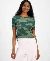 Grayson Threads, The Label Juniors' Camo Embellished-Star Ribbed Baby Tee