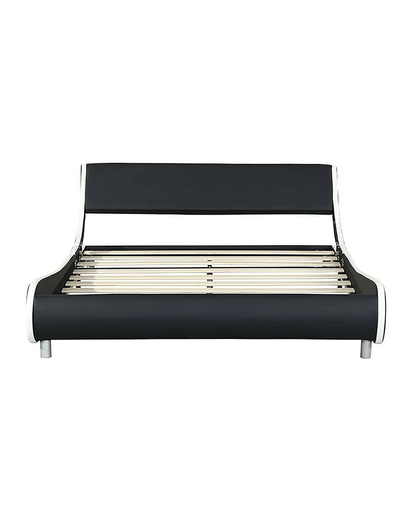 Simplie Fun Led Upholstered Platform Bed, Queen, Black/White