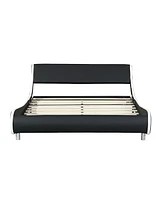 Simplie Fun Led Upholstered Platform Bed, Queen, Black/White