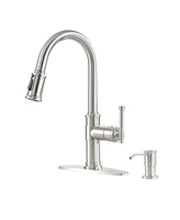 Mondawe Pull-out Kitchen Faucets Single Hole with Soap Dispenser