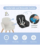 Costway Toddler 3 1 Convertible Wooden High Chair Feeding with Cushion