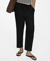 Mango Women's 100% Linen Jogger Trousers