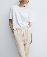 Mango Women's 100% Linen Jogger Trousers